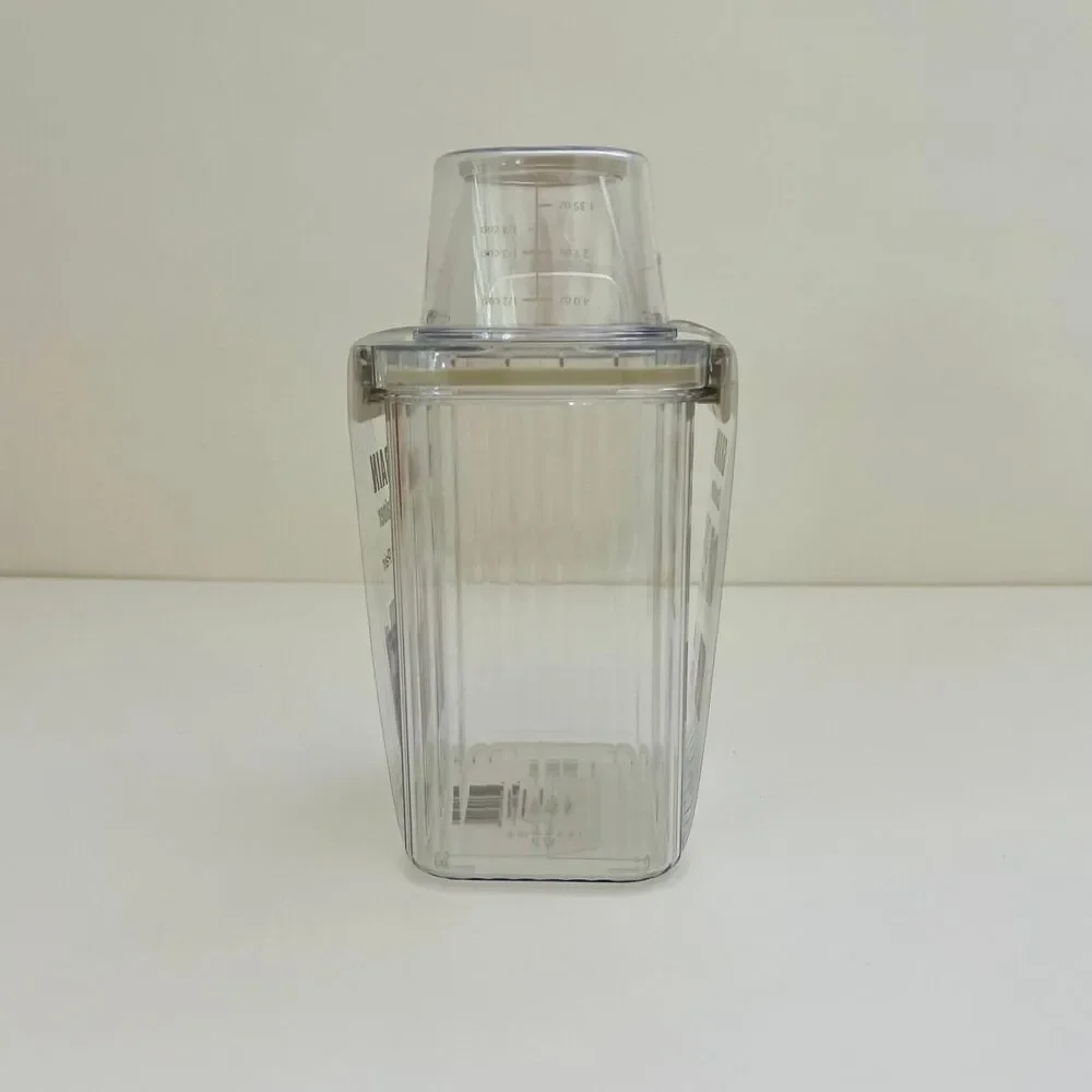 NEOFLAM Clear Plastic Grain Canister Storage Container W Measuring Cup Lid- 1.3L